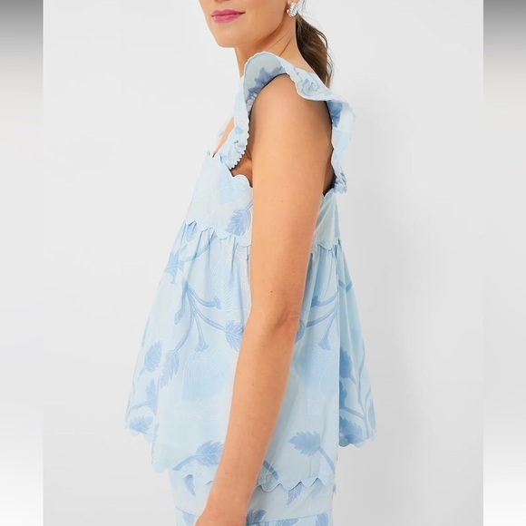 JULIET DUNN

Pale Blue Baby Doll Top with Bellflower Block Print - Picture 3 of 12